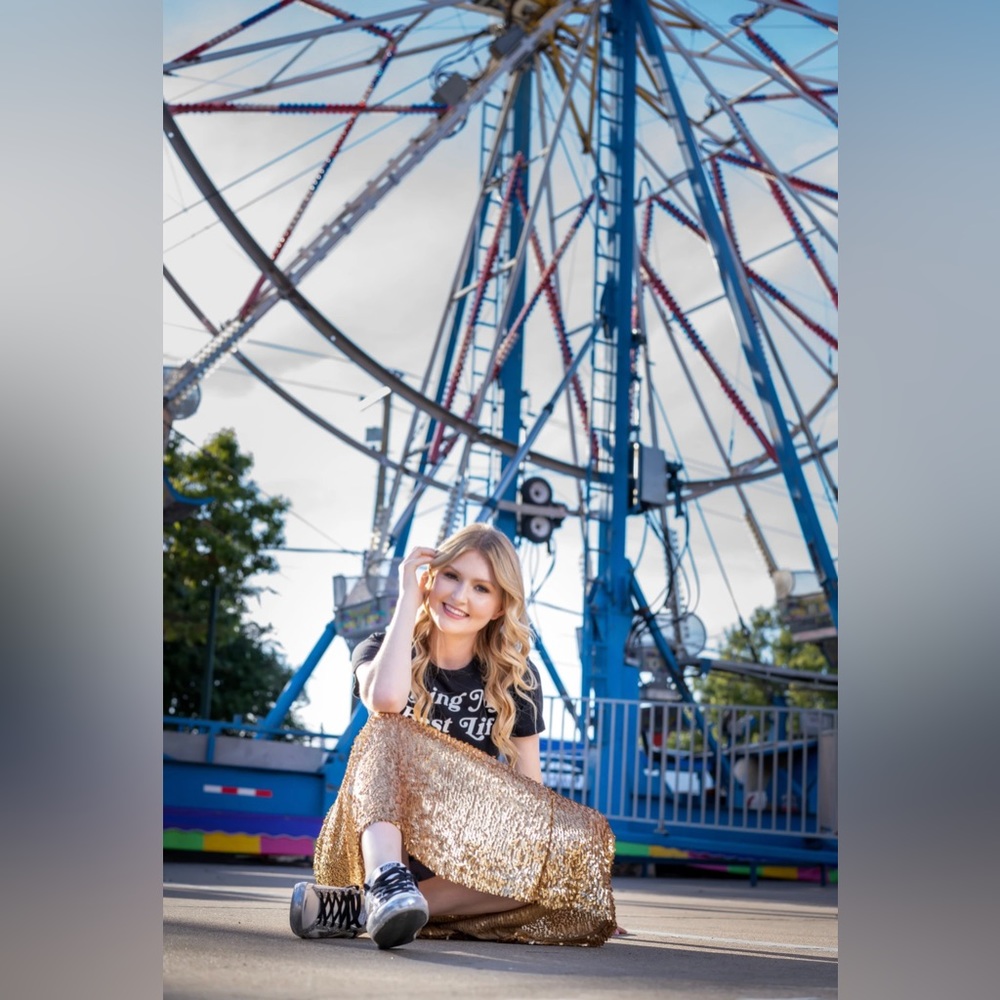 Chelsea & Violet gold sequined maxi skirt